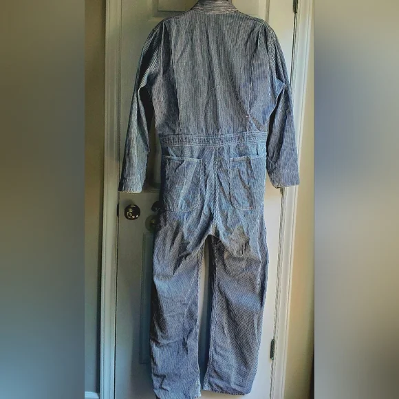 Vintage BIG BEN Denim Work Striped Coveralls USA 42 Long Railroad Carpenter 1 Pc - Picture 2 of 12
